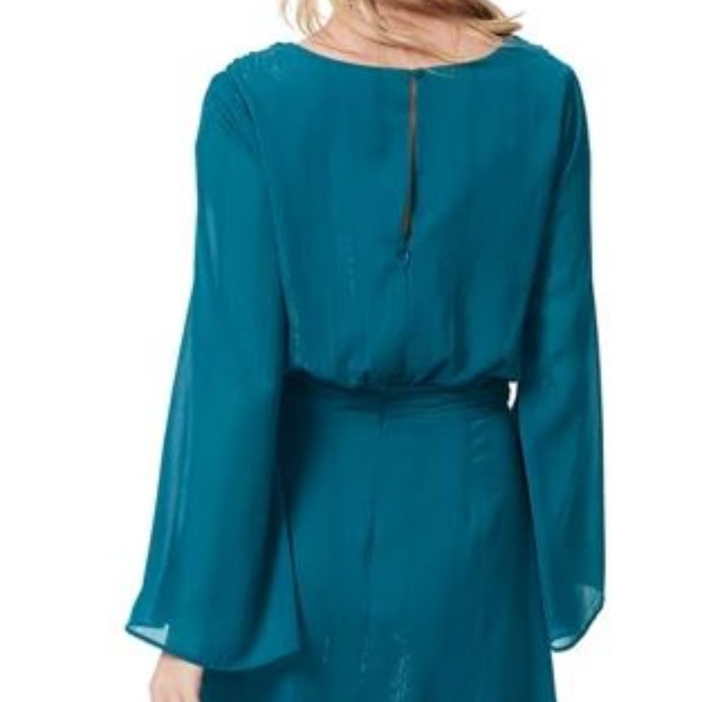 Long Trumpet Sleeve Amelia Dress in Ocean Depths, Size XL - Picture 3 of 10